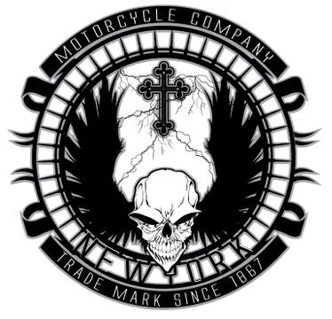 Motor skull shield design Illustrazione stock