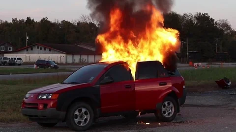 Motor Vehicle Fire Video stock 70320004