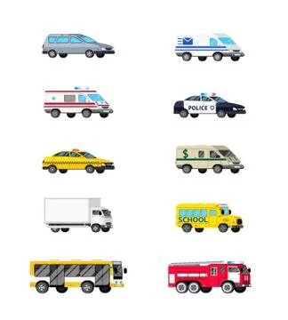 Motor Vehicles Icon Set Stock Illustration