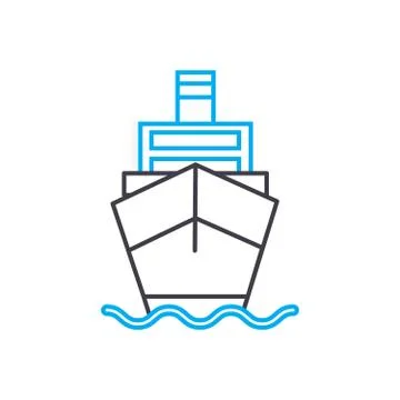 Motor vessel vector thin line stroke icon. Motor vessel outline illustration Stock Illustration