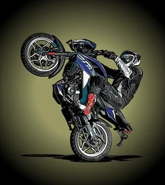 Motor wheelie vector template blue background Stock Illustration