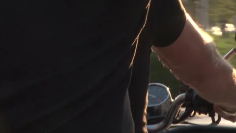 Motorbiek driver through the mirror  Stock Footage 148439520