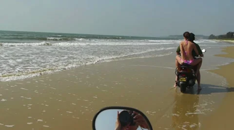 Motorbike on a beach Stock Footage 10807955