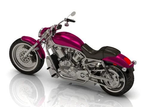 Motorbike with bright enamel covering on white background from the side Stock Illustration