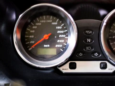 Motorbike control panel with speedometer Stock-Fotos
