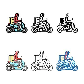 Motorbike courier color icon vector multistyle Stock Illustration
