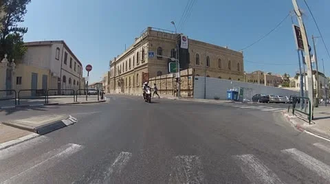 Motorbike motorcycle Tel Aviv city rider riding biker driver drive driving Stock Footage