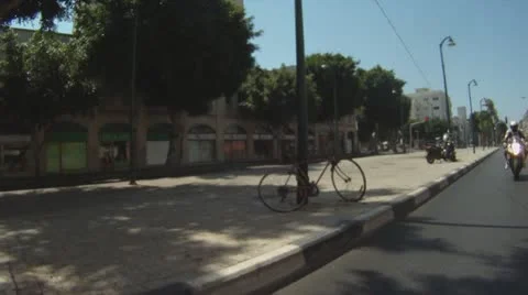 Motorbike motorcycle Tel Aviv city rider riding biker driver drive driving Stock Footage
