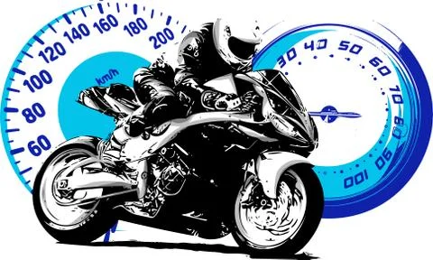 Motorbike rider, abstract vector silhouette. Road motorcycle racing Stock Illustration