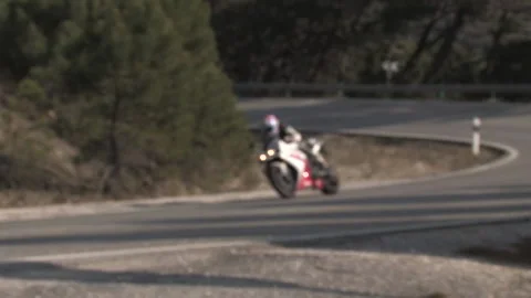 Motorbike on sharp corner Stock Footage 157382890