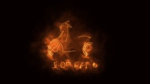 Motorbike signed burning fire effect green screen background Stock Footage 280914537
