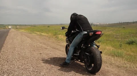 Motorbikers on road Stock Footage 63609412