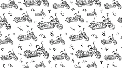 Motorbikes contours on white background Stock Footage 122332327