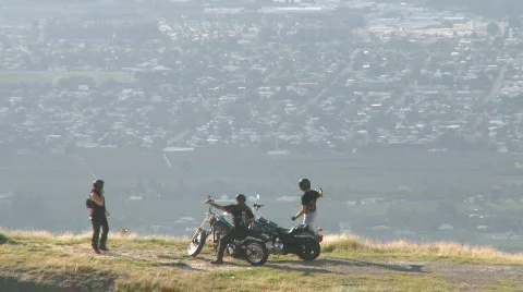 Motorbikes on a hill Stock Footage 625554