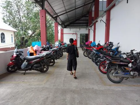Motorbikes parked Stock Photos