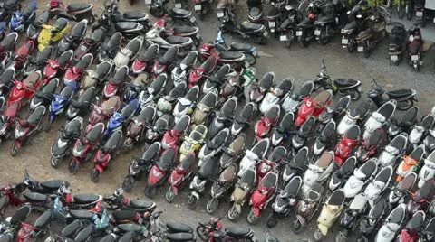 Motorbikes Parked in Vietnam Stock Footage 21237999