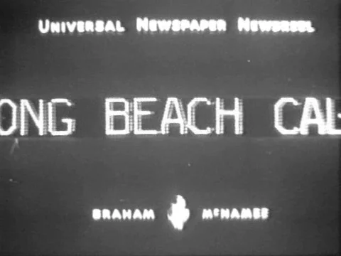 Motorbikes race on a track in Long Beach, California in 1933. Stock Footage