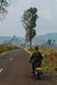 Motorbikes on the road in pakse loop Stock Photos