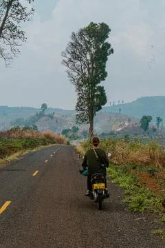 Motorbikes on the road in pakse loop Stock Photos
