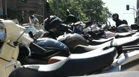 Motorbikes in a row Vídeo Stock 12408935