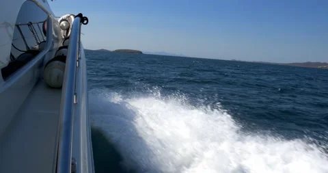 Motorboat action shot of going through waves at speed 스톡 동영상 159412840