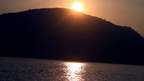 On a motorboat against the sunset Video stock 102780049