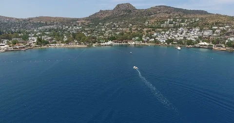 Motorboat Crusing Torba, Turkey Stock Footage 90815332
