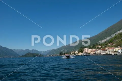 Motorboat on Lake Como Stock Photos
