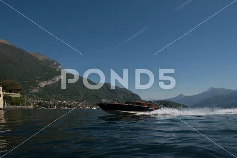 Motorboat on Lake Como Stock Photos