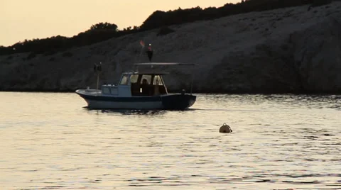 Motorboat Leaving Harbor Stock Footage 33065274