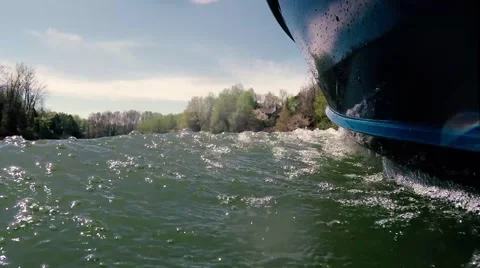 Motorboat making a wake Stock Footage 63875844
