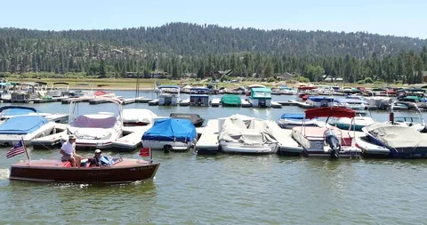 Motorboat at the Marina Stock Footage 105985201