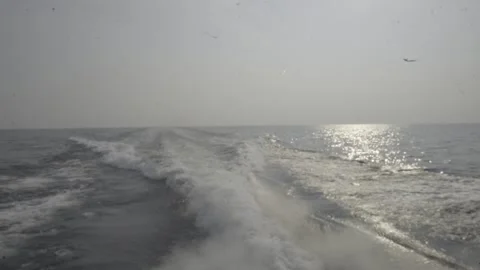 Motorboat stern wake Video stock 244643201