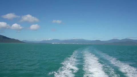 Motorboat wake on tropical ocean leaving a trail Stock-Footage 330683094
