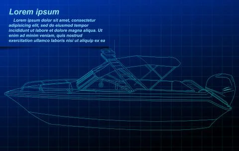 Motorboat wireframe. Stock Illustration