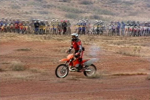 Motorcross in Desert Stock Footage 113376