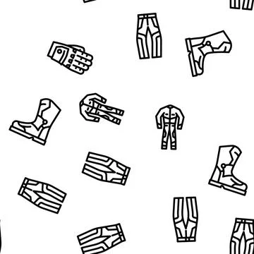 Motorcycle accessories biker vector seamless pattern Illustrazione stock
