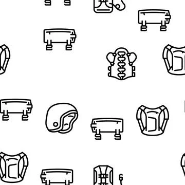 Motorcycle accessories biker vector seamless pattern Stock Illustration