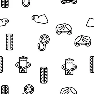 Motorcycle accessories biker vector seamless pattern Illustrazione stock