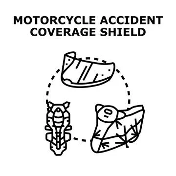Motorcycle accident coverage shield protecting rider safety Stock Illustration