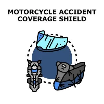 Motorcycle accident coverage shield protecting rider safety Stock Illustration