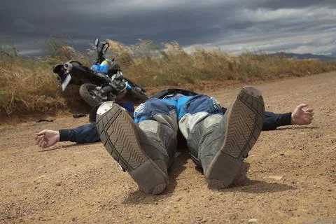 A motorcycle accident Stock Photos
