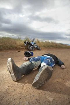 A motorcycle accident Stock Photos
