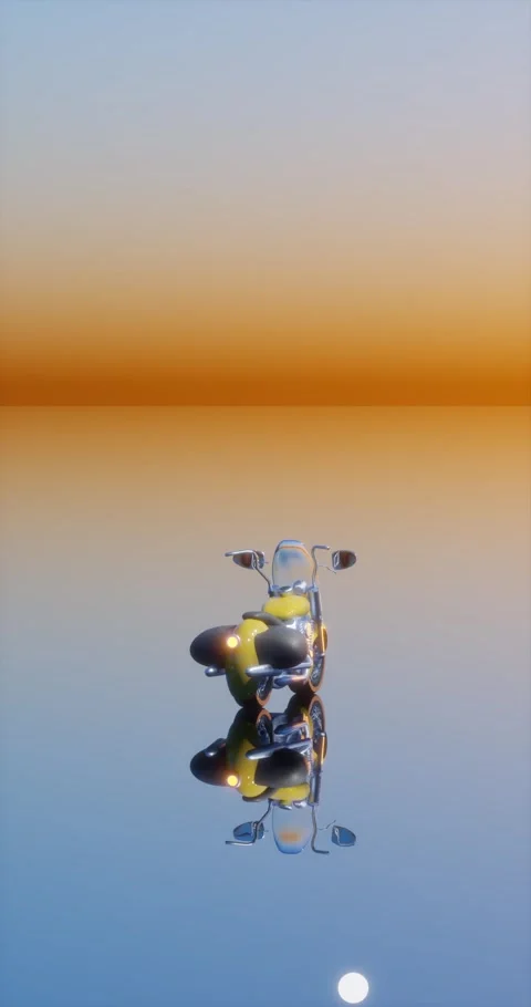 Motorcycle animation display rolling wheels reflection on floor arc shot camera Stock Footage 270499407