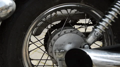 Motorcycle Back Wheel Stock Footage 51258171