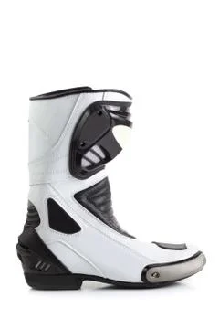 Motorcycle boot isolated on white Stock Photos