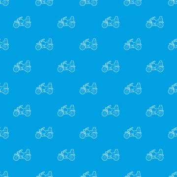Motorcycle with boxes pattern seamless blue Stock Illustration