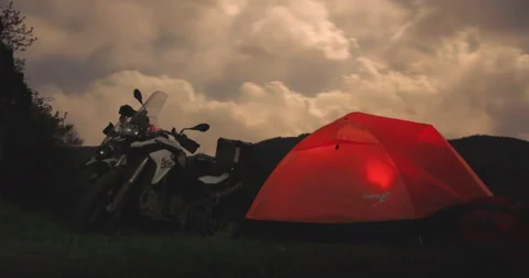 Motorcycle Camp Night. 動画素材 49996735