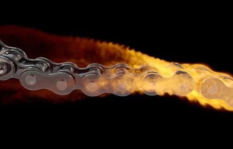 Motorcycle chain  in flame Stock Illustration