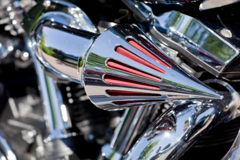 Motorcycle chrome breather Stock Photos